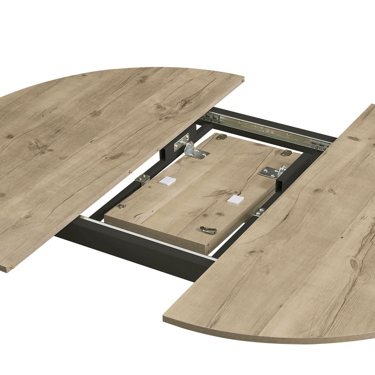 ESSTISCH TILL 120-150/120/76 cm Rund Sandeiche - Schwarz/Eiche San Remo, Holzwerkstoff (120/120/76cm) - B&D Home
