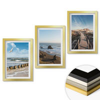 WANDBILDER 3er Set - 20x30 cm Goldrahmen - Strandwellen, Himmelsbrücke, Spaziergang - Goldfarben, Kunststoff (20/30cm) - ArtPrintCave