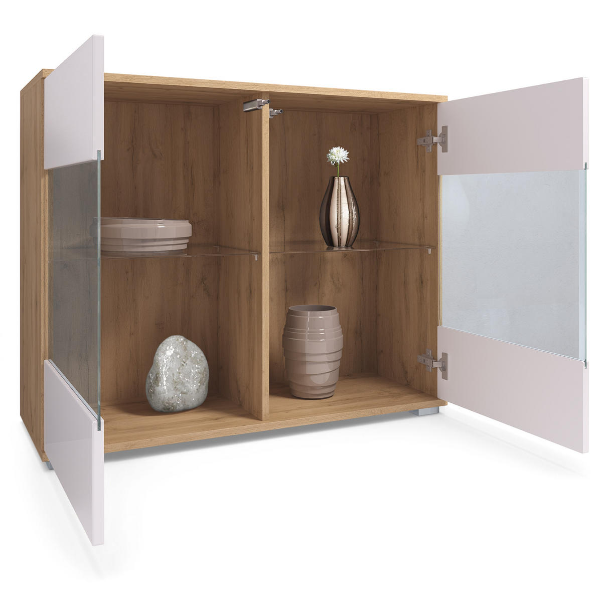 KOMMODE Bari Schwarz Hochglanz - Schwarz Hochglanz, Holzwerkstoff (92.5/75.5/35cm) - Vladon