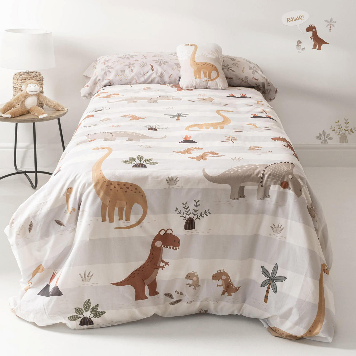 BETTBEZUG 2er-Set teiliges dino family 135/140x200 cm (standardgrösse) mehrfarbig - Multicolor, Textil (140/200cm) - Happy Friday