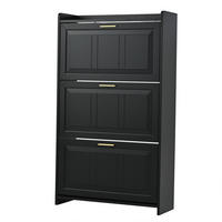 SCHUHSCHRANK Schwarz MDF 6 Fächer 70x24x120cm Stauraum - Schwarz, Holzwerkstoff (24/120/70cm) - FLIEKS