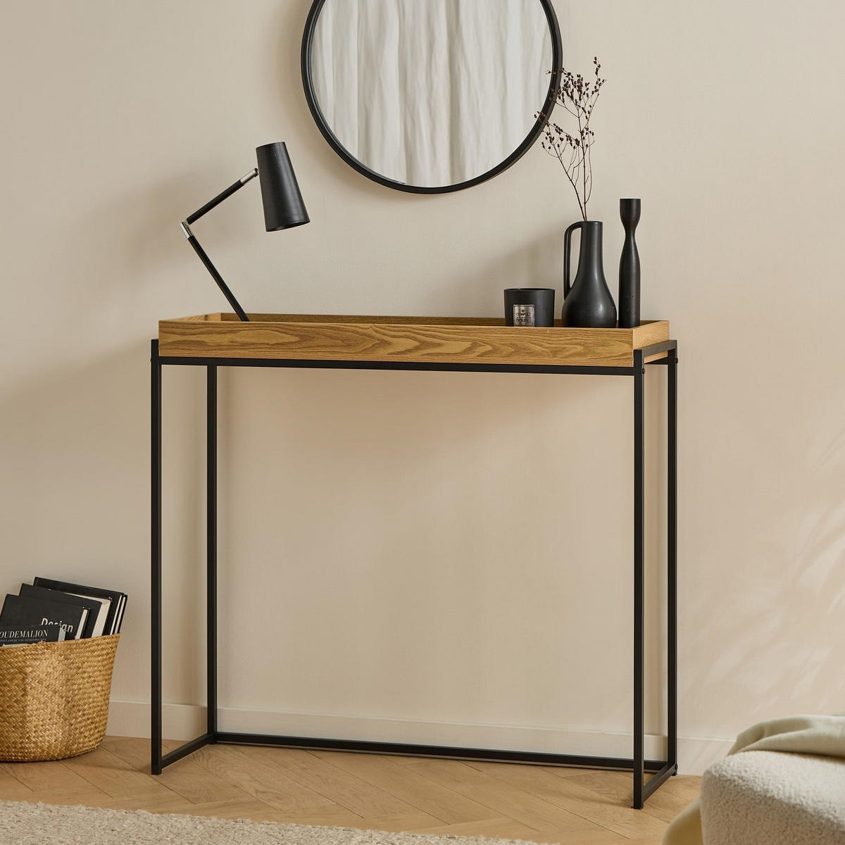 KONSOLE mit erhöhtem Rand - jessie 100/30/90 cm - Eschefarben, Holzwerkstoff (32.5/30/90cm) - Calicosy