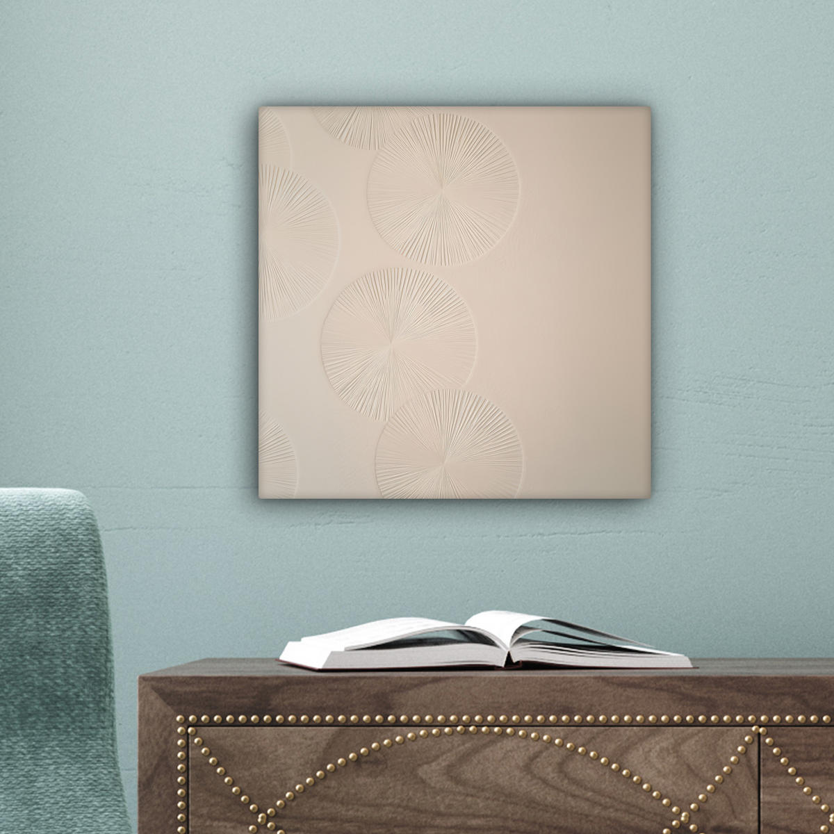 LEINWANDBILD Japandi - Beige - Modern Deko Wohnzimmer 20x20 cm - Ecru, Textil (20/20cm) - MuchoWow