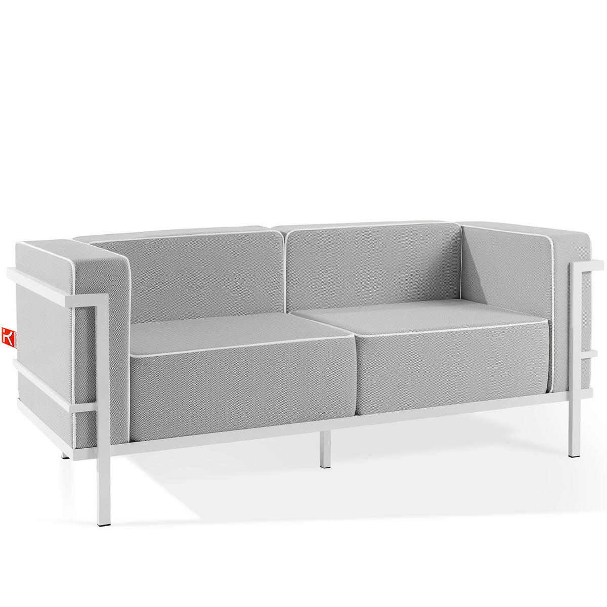 GARTENSOFA TRIGLO 2-Personen, Stahlrahmen, Modern, Weiß - Dunkelgrau/Weiß, Textil/Metall (164/70/69cm) - KONSIMO®
