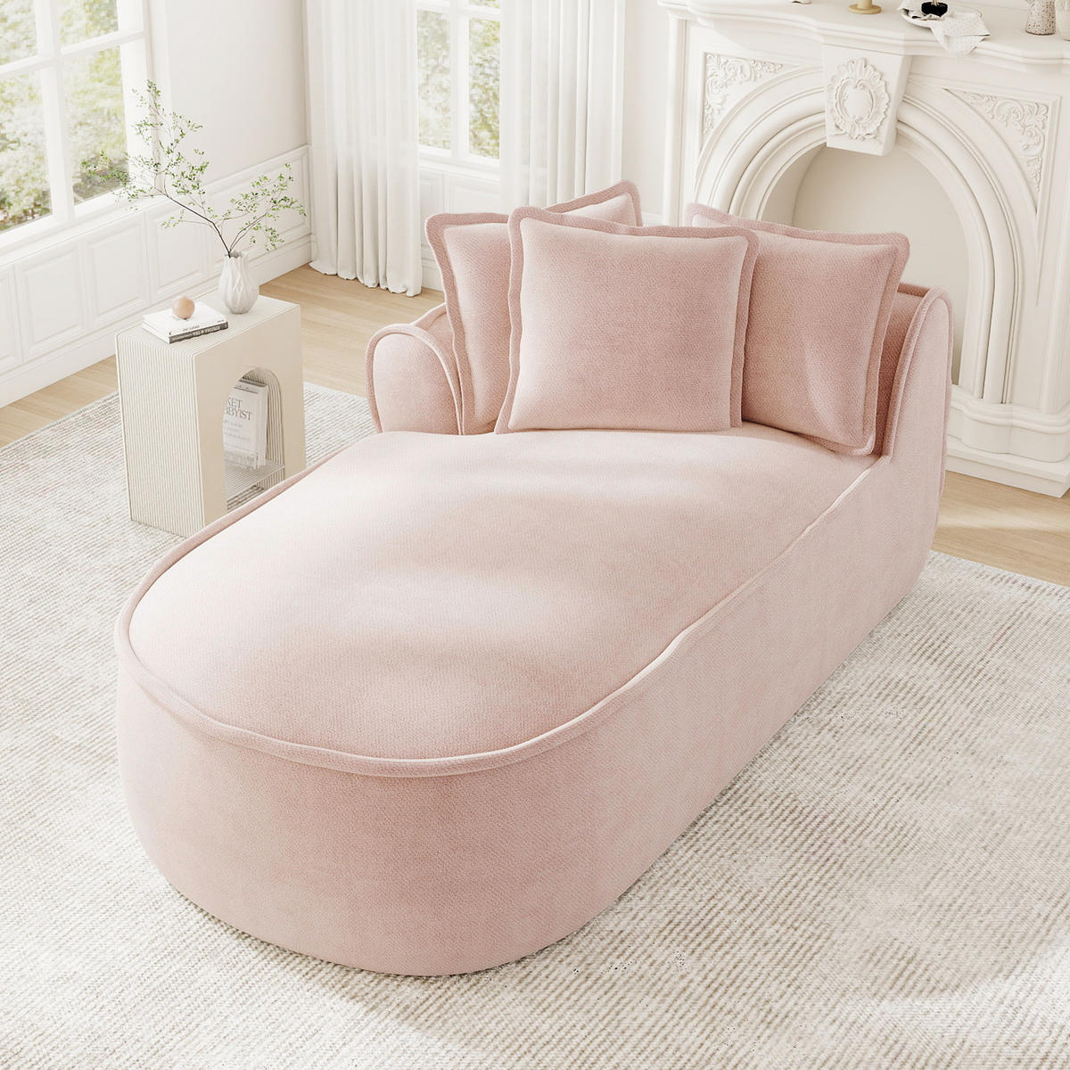 RÉCAMIERE linke Chaiselongue mit Kissen, DE-42643, Pink - Pink, Textil (164/67/92cm) - ComfortXL