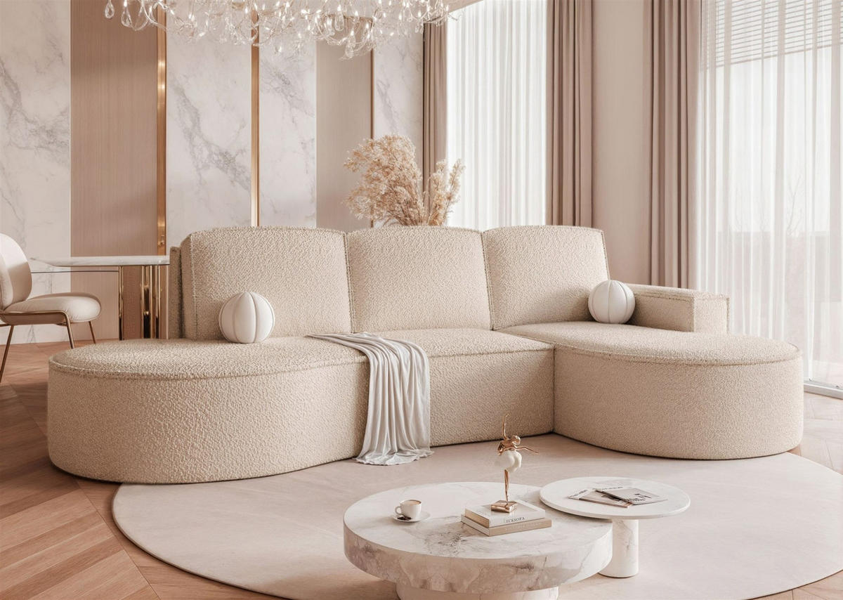 ECKSOFA Arlet Mit Schlaffunktion - Beige, Holzwerkstoff/Textil (156/277cm) - Fun Möbel