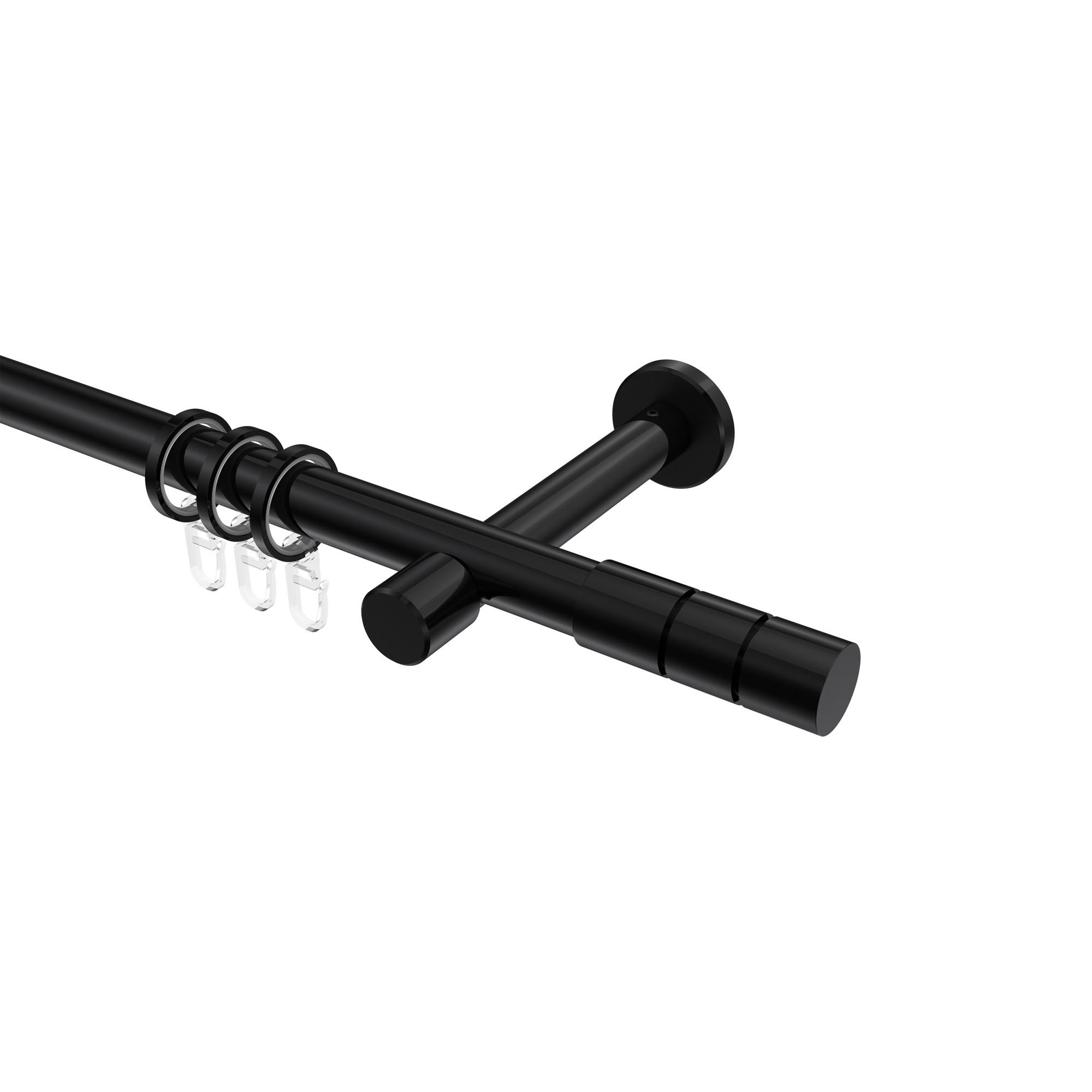 GARDINENSTANGEN-SET Prestige Elanto 140 cm, 1-läufig, 20 mm Ø Schwarz - Schwarz, Metall (140cm) - INTERDECO
