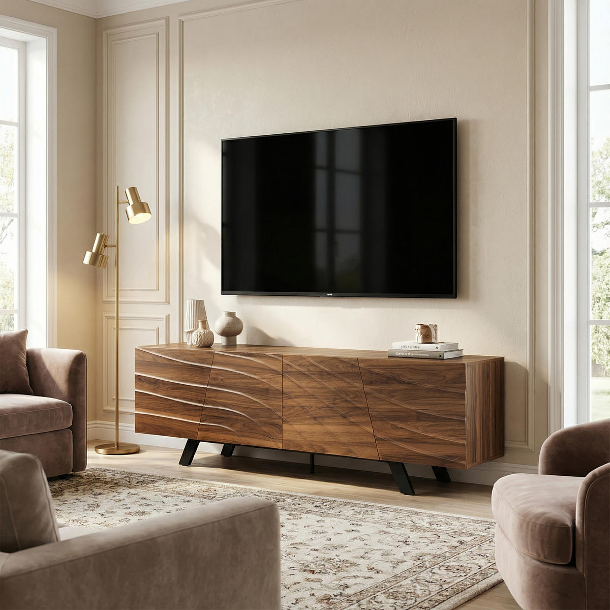 TV-LOWBOARD 160 cm in Walnuss-Optik Design - Walnussfarben, Holzwerkstoff (160/50.5/39cm) - Urban Meuble
