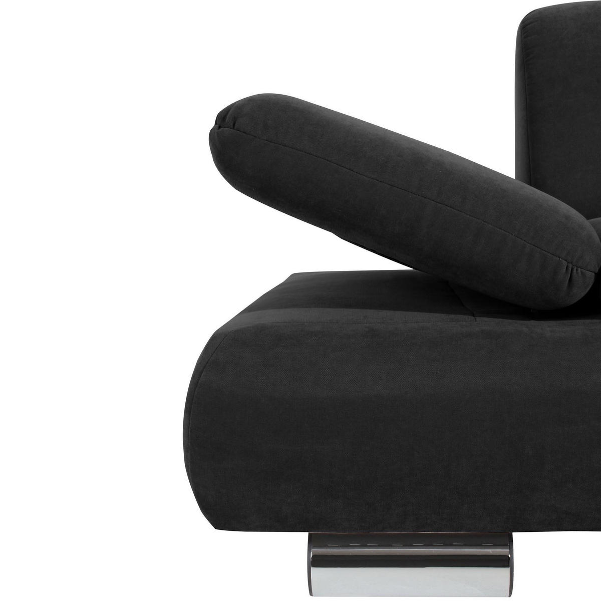 SOFA 2-Sitzer Kaye Bezug Veloursstoff Metallfuß verchromt / schwarz - Schwarz, Kunststoff (190/76/90cm) - 58aufmkessel