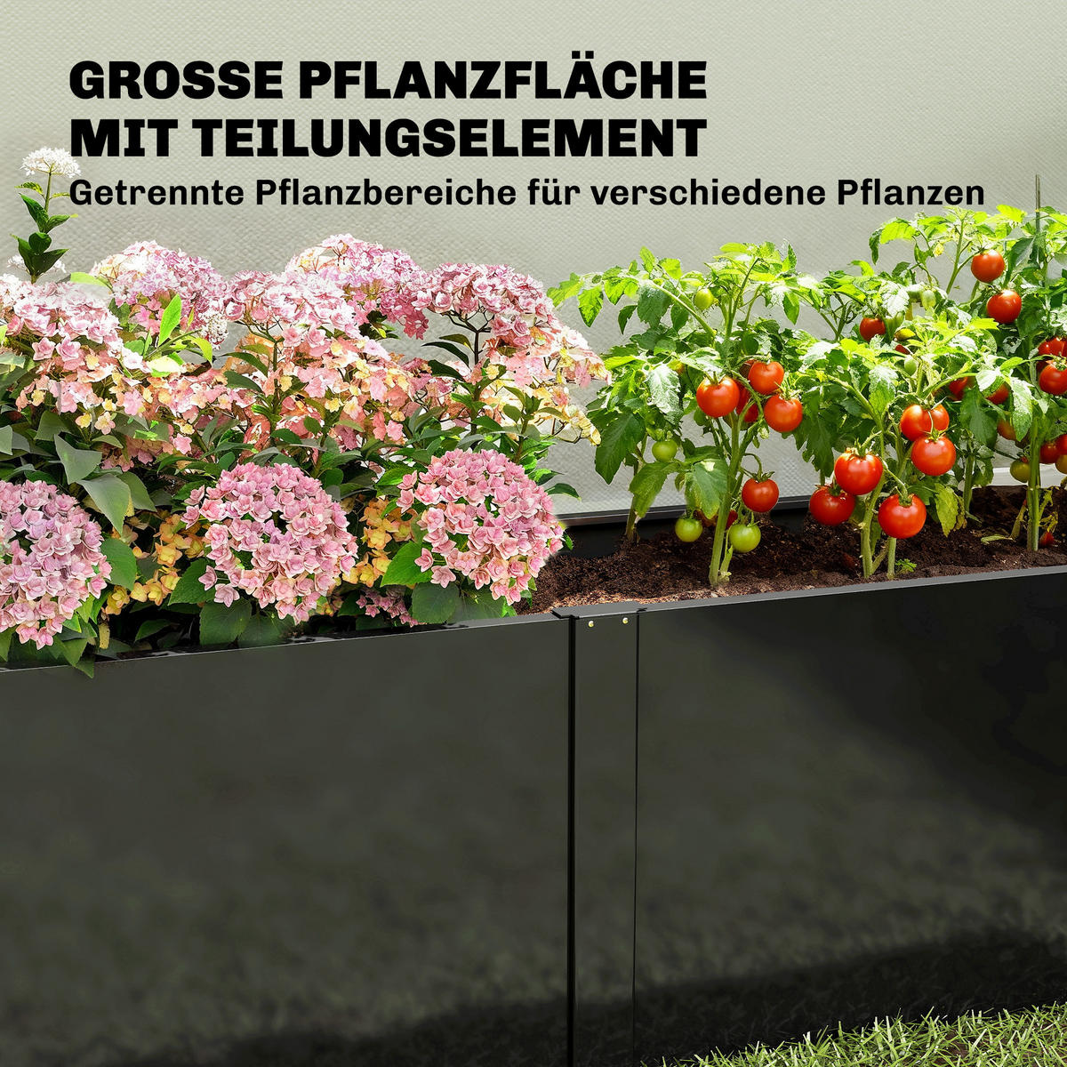 HOCHBEET Galvanisierter-Stahl Schwarz - Schwarz, Metall (53/55/150cm) - Outsunny