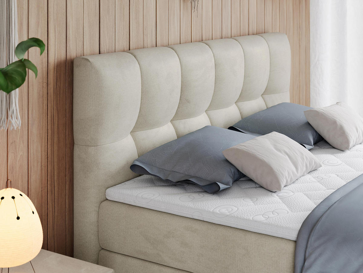 BOXSPRINGBETT ALVIN KING 140/200 Beige Velvet - H3 - Beige, Holz/Textil (140/200cm) - MKS