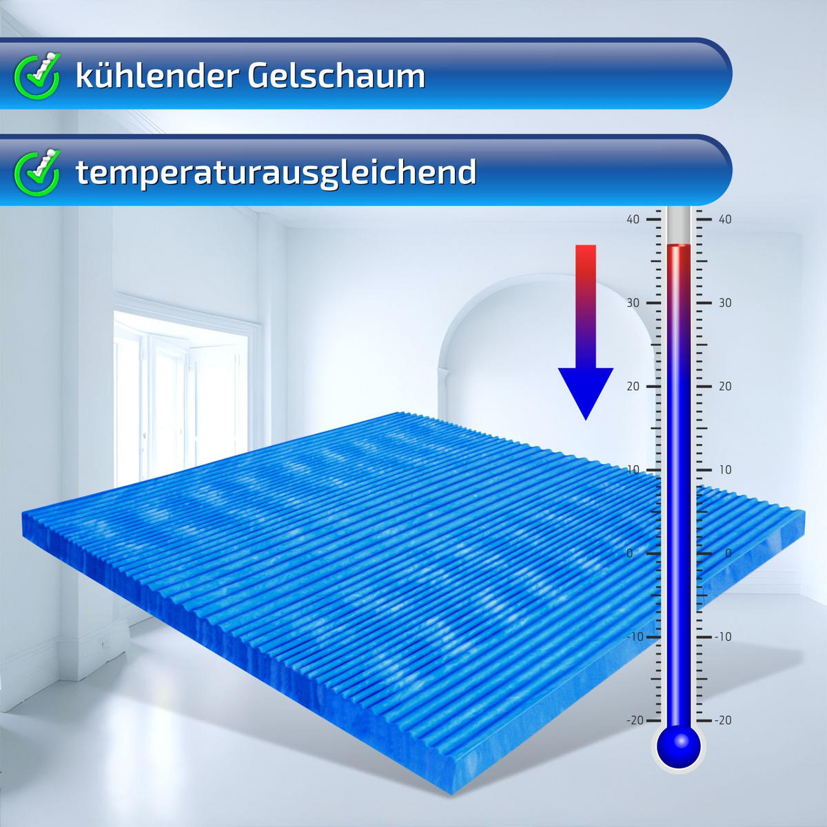 GEL-TOPPER Terramed Gel Komfort 140x200 8cm Hoch - Weiß, Textil (140/200cm) - Matratzen Perfekt