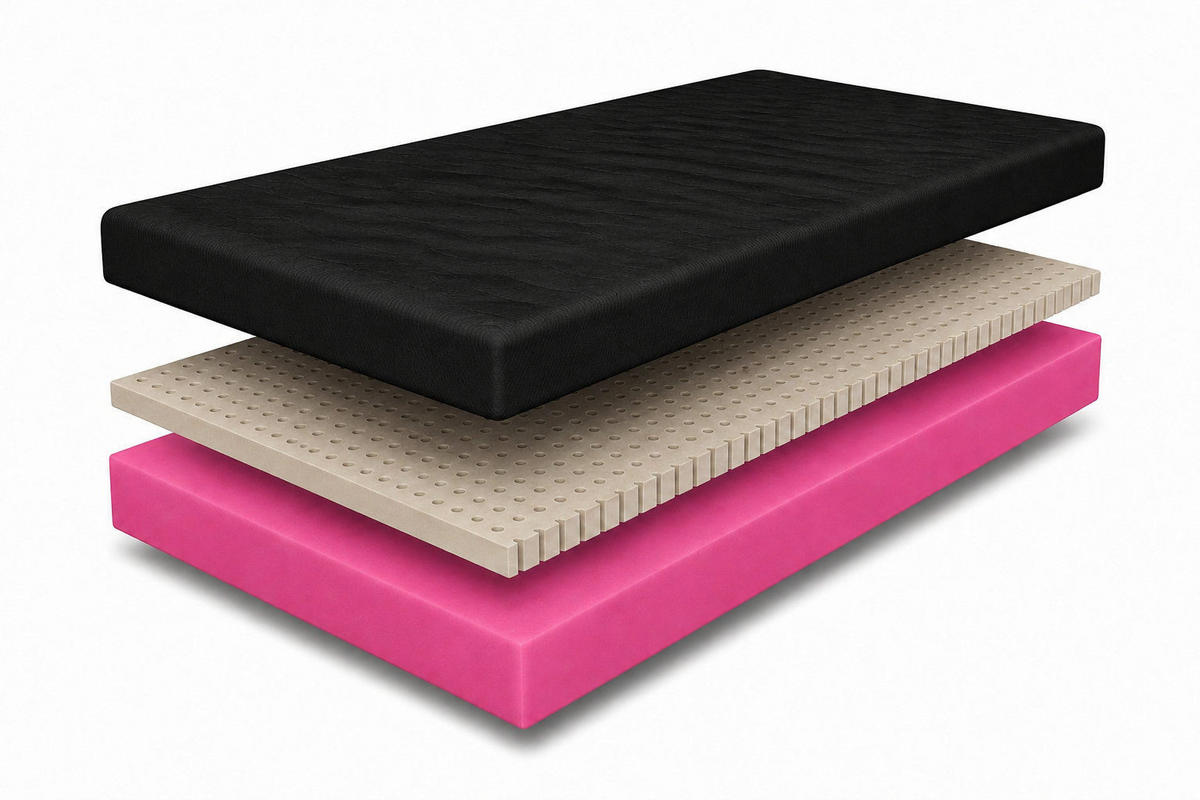 MARPUR TOP5 Latex Topper 160x200 cm H3, 5 cm, Schwarz - Schwarz, Textil (160/200cm) - Marpur
