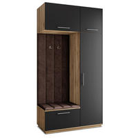 GARDEROBENSCHRANK REMA 120/240/60 cm Modern Garderobe-Set Eiche Wotan - Eiche Wotan/Schwarz, Holzwerkstoff (120/240/60cm) - MASSENO
