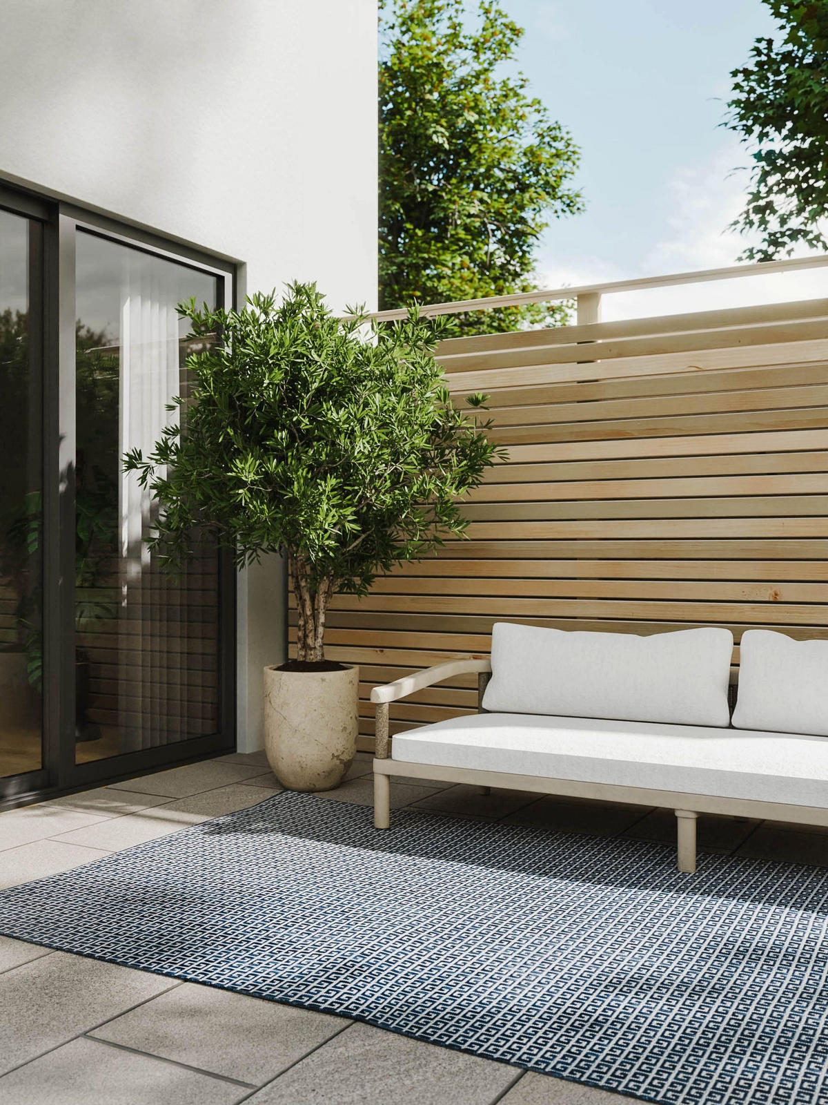 OUTDOORTEPPICH Lou Blau 80x150 cm - Blau, Kunststoff (80/150cm) - benuta