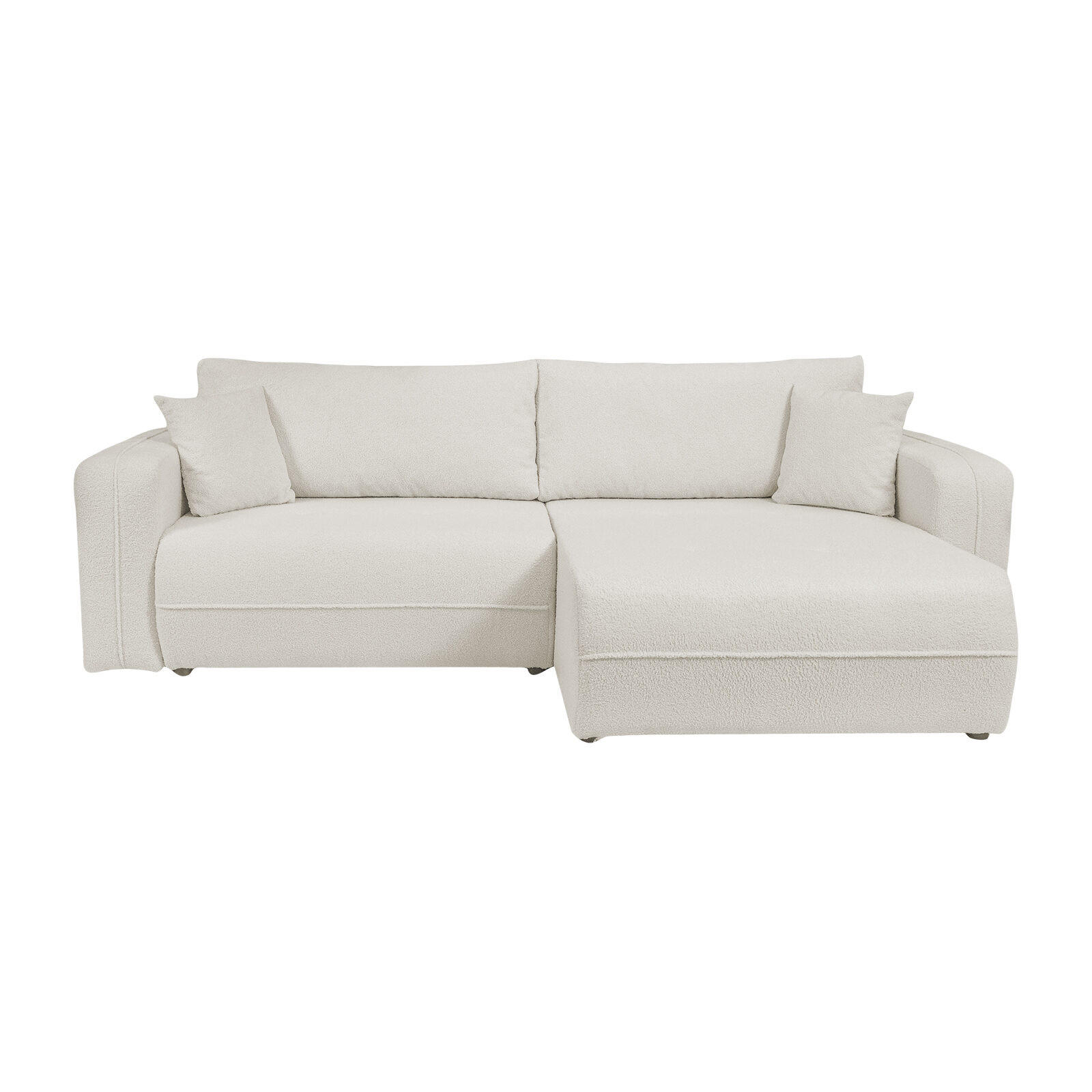 ECKSOFA Oreo L-Form Mit Bettkasten Und Schlaffunktion Quelle-Stoff Ecru Rechts - Ecru, Holz (247/143cm) - Kaiser Möbel