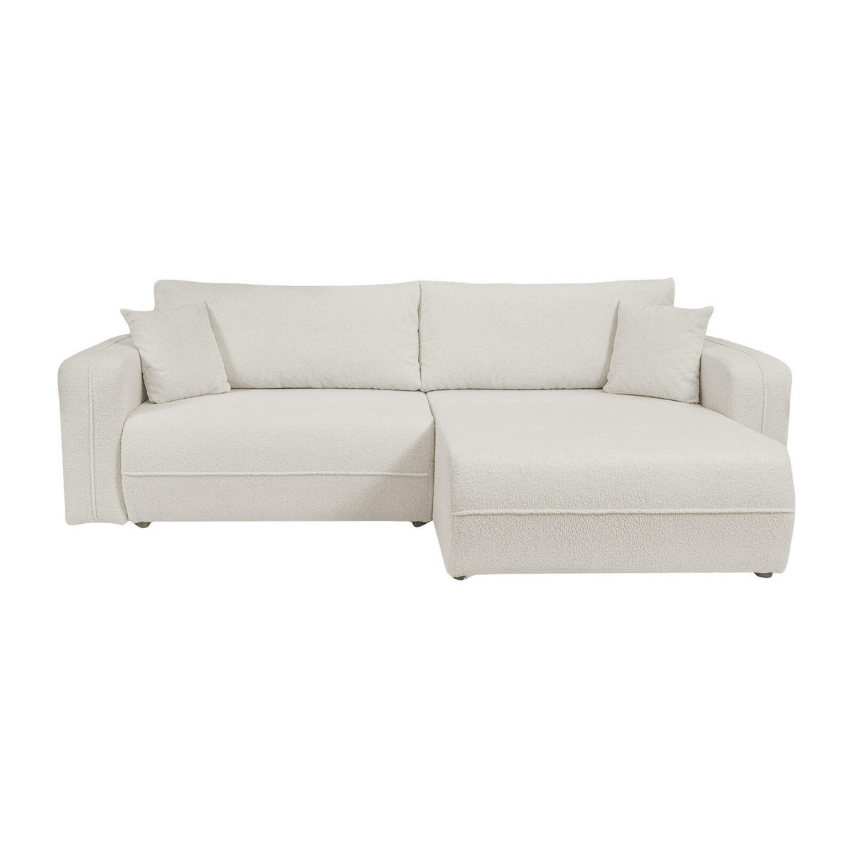 ECKSOFA Oreo L-Form Mit Bettkasten Und Schlaffunktion Quelle-Stoff Ecru Rechts - Ecru, Holz (247/143cm) - Kaiser Möbel