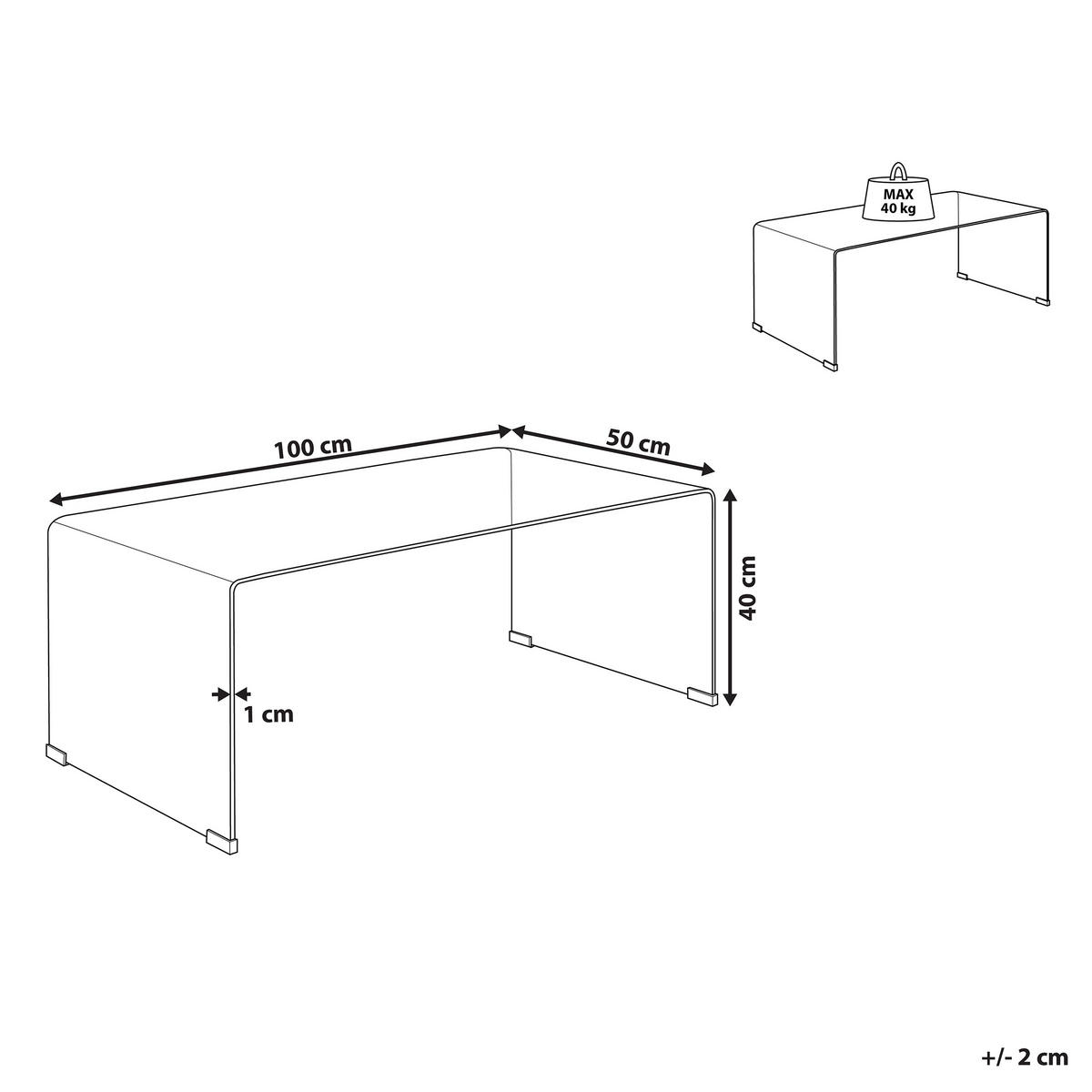 COUCHTISCH Schwarz Kendall - Schwarz, Glas (100/50/40cm) - Beliani
