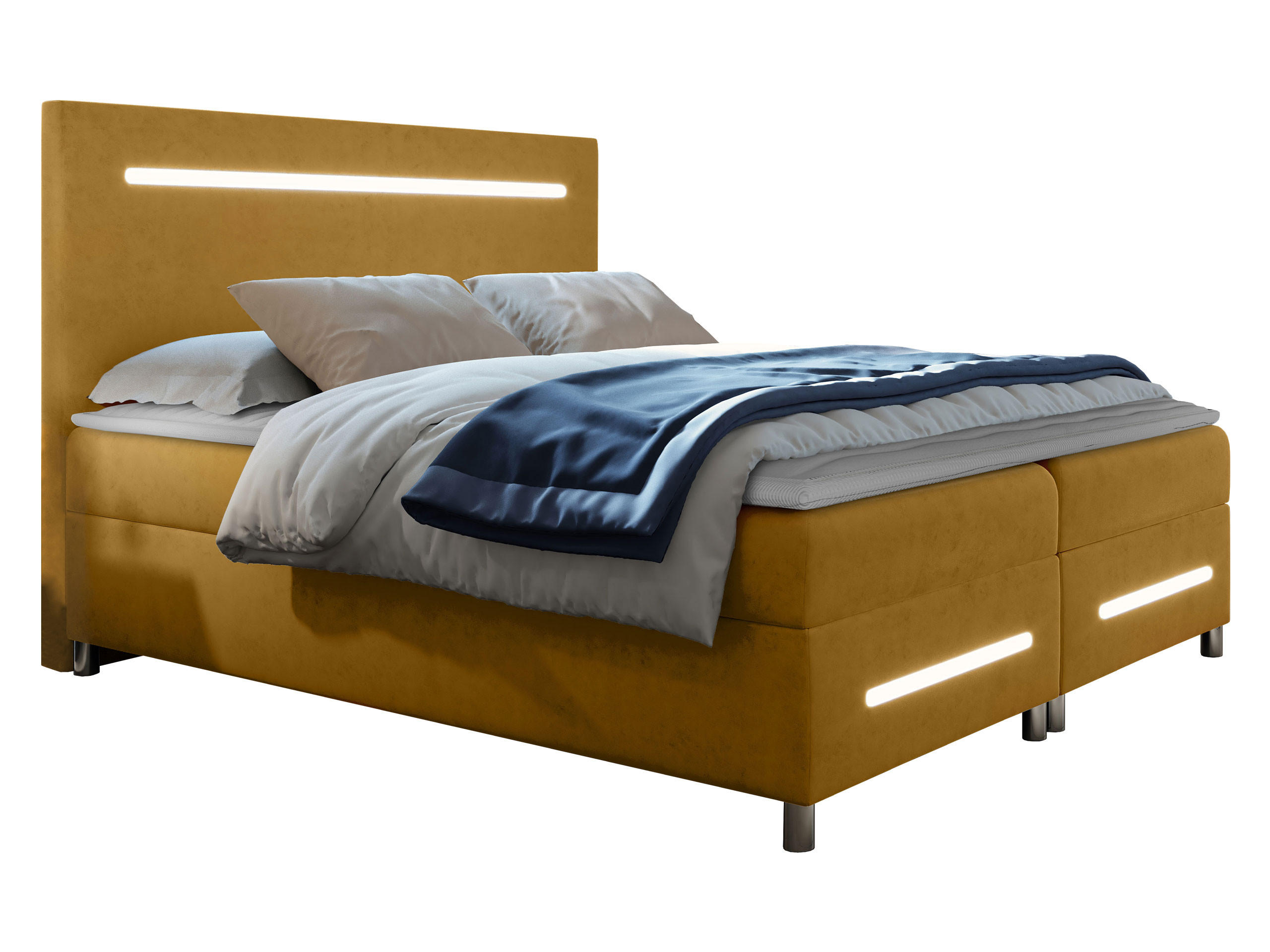 BOXBETT Enter LED - Gelb, Holz (160/200cm) - MIRJAN24
