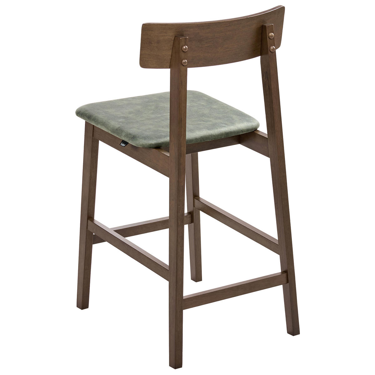 BARSTUHL 2er-Set Holz Dunkelbraun/GrünIsanti - Dunkelbraun, Holz (44/92/54cm) - Beliani