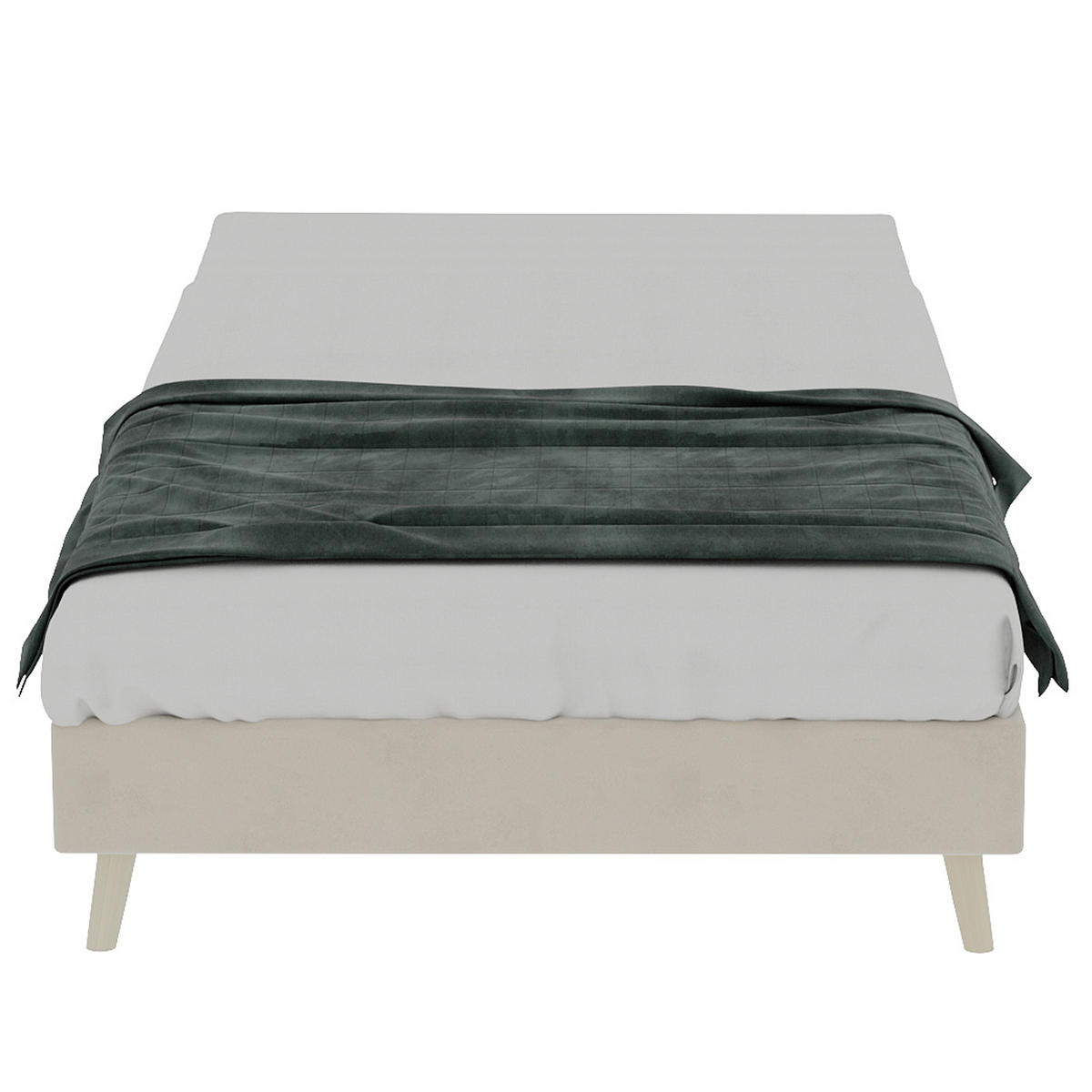 SÄNGRAM 90/200 cm, beige, velour, utan huvudgavel - Beige, Trä (90/200cm) - SHOPENTRA