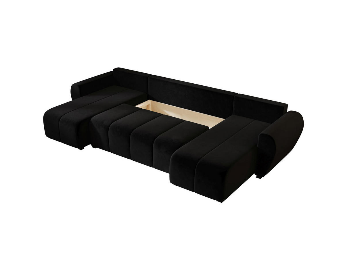 WOHNLANDSCHAFT MOLISA U Itaka 15 mit Schlaffunktion - Schwarz, Textil (303/82/208cm) - Bedante