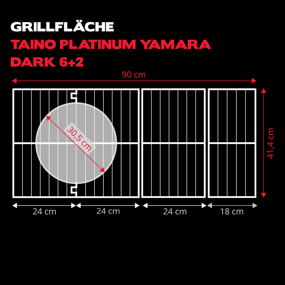 GASGRILL Platinum Yamara Dark 6+2 - Schwarz, Metall (159/117/55cm) - TAINO