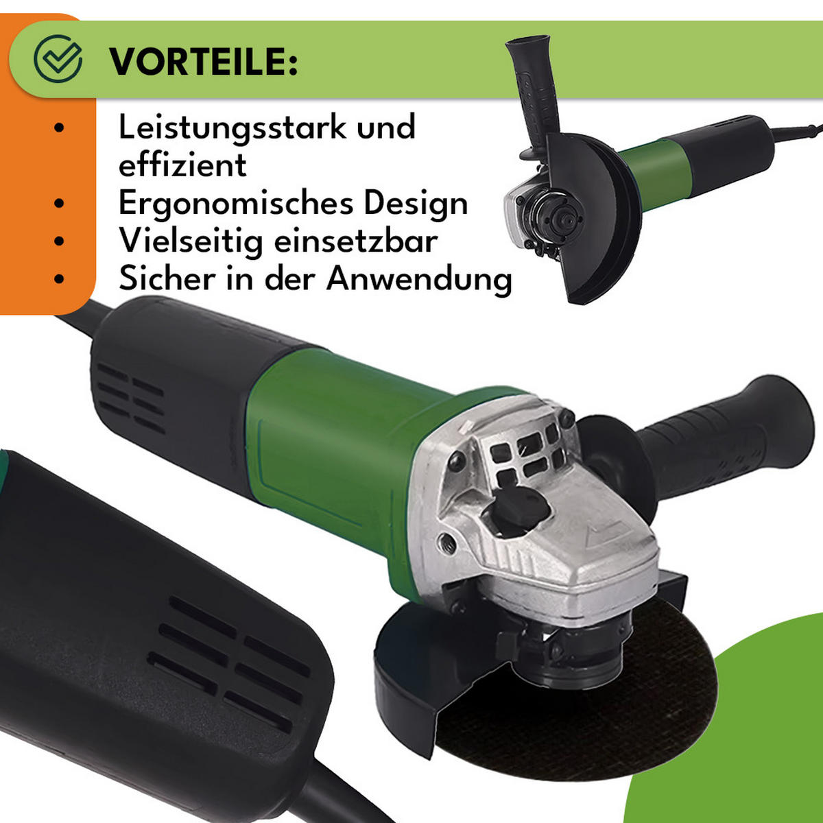 WINKELSCHLEIFER 950W Leistungsstarke Schleifmaschine - Schwarz, Kunststoff (11/12/33cm) - KRUMAD