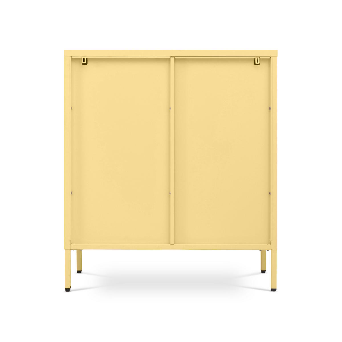 SIDEBOARD KURT aus Metall im Industriestil mit 2 Türen, Pastellgelb und geriffeltem Glas, 80 cm - Hellgelb, Metall (80/90/35cm) - Sicaan