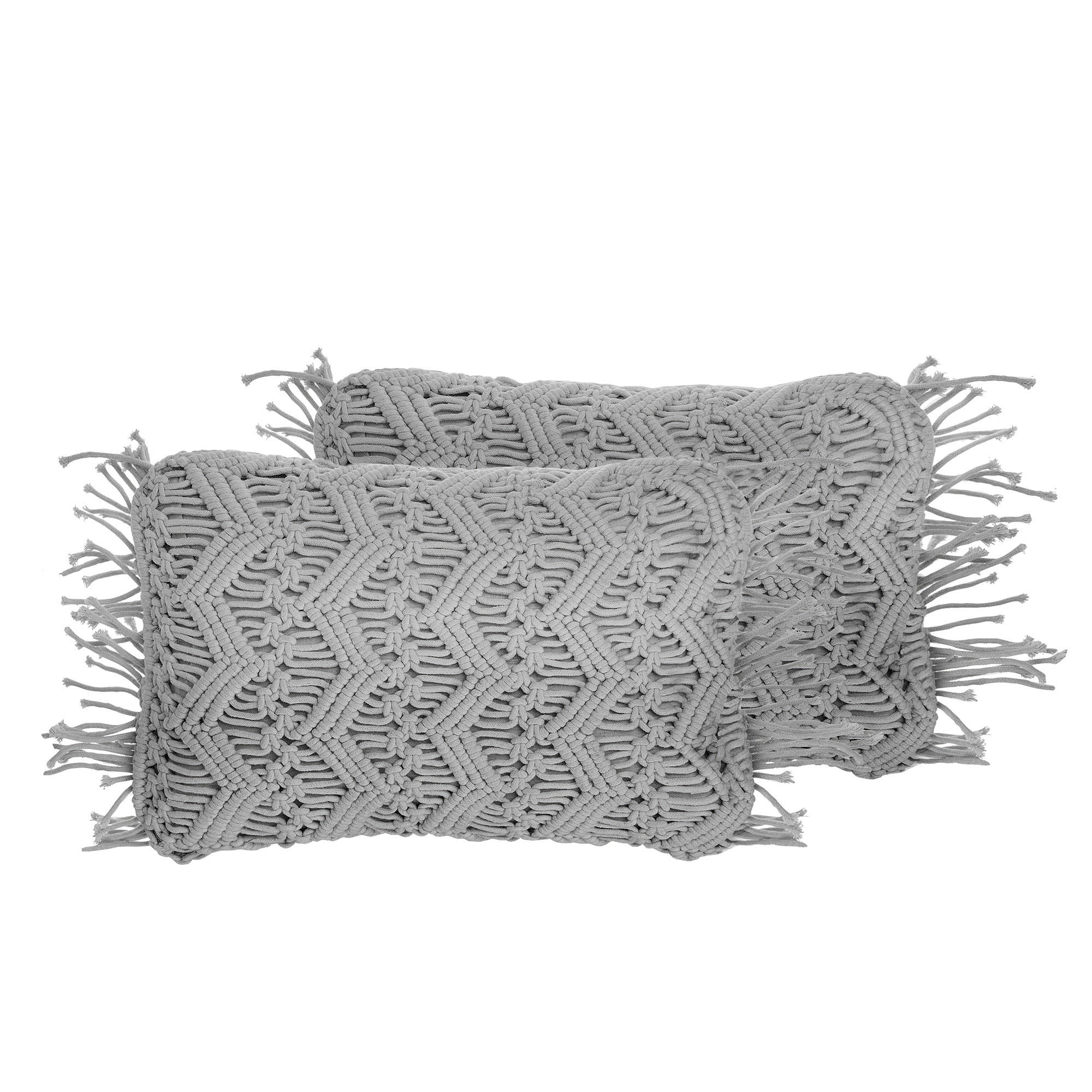 DEKOKISSEN 2er-Set Hellgrau 30/45 cm Kirikkale - Hellgrau, Naturmaterialien/Textil (30/45cm) - Beliani