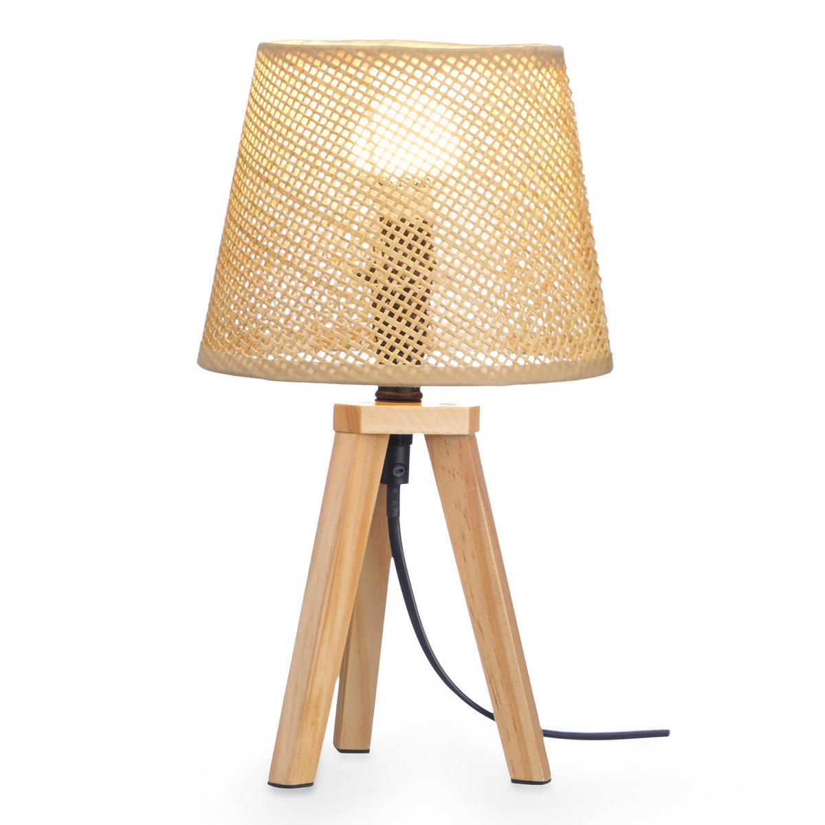 NACHTTISCHLAMPE Boho Natural 32 cm - Beige, Holz (18/18/32cm) - Giftdecor