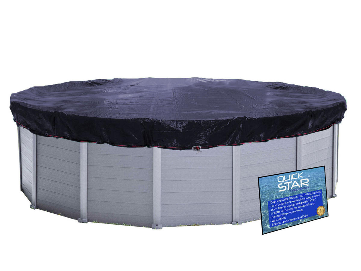 POOLABDECKUNG Rund Planenmaß Ø 780 cm für Pool 680-720 cm Solar Schwarz - Schwarz, Kunststoff (780/780cm) - QUICK STAR