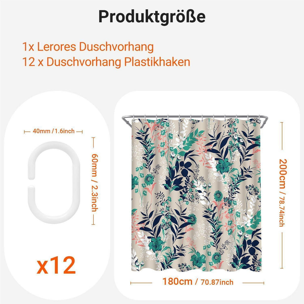 DUSCHVORHANG Blaue Grasblume 180 x 200 cm - Multicolor, Textil (180/200cm)
