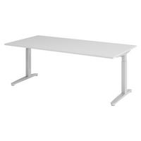 SCHREIBTISCH Serie-XB 100/200/74 cm in Grau/Silberfarben - Silberfarben/Grau, Holzwerkstoff (100/200/74cm) - bümö