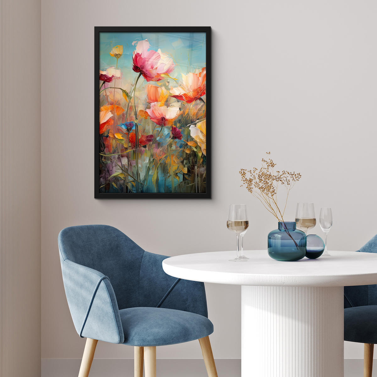 GERAHMTES BILD Blumen - Aquarell - Kunst - Botanisch - Natur 40x60 cm - Orange, Papier (40/60cm) - MuchoWow