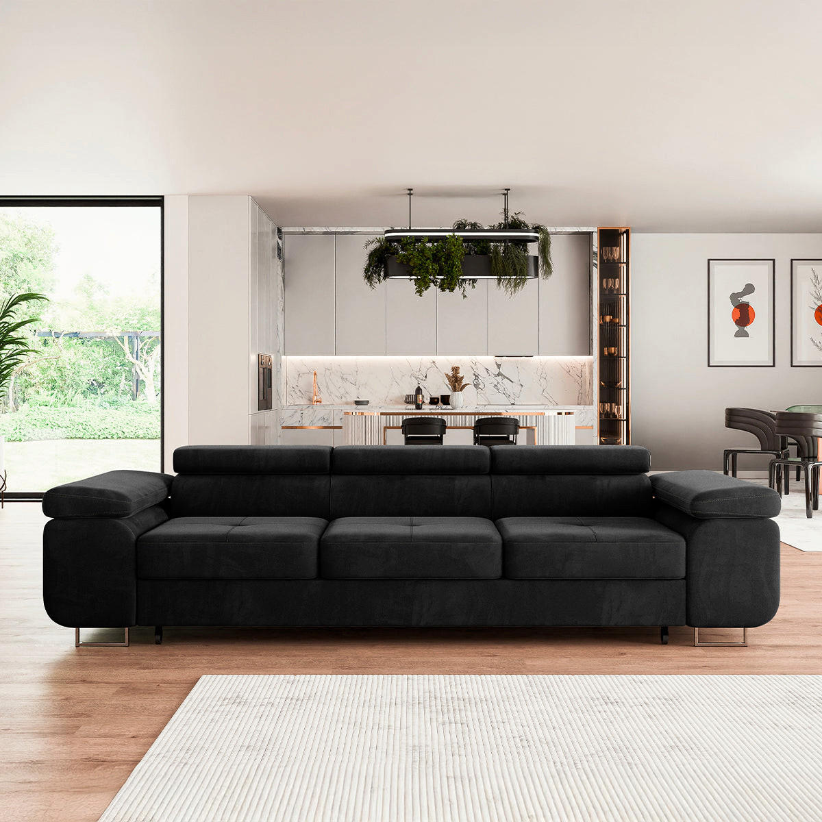 SCHLAFSOFA Wilson 3 Sitzplätze Schwarz - Schwarz, Holzwerkstoff (275/69/100cm) - Petits-meubles