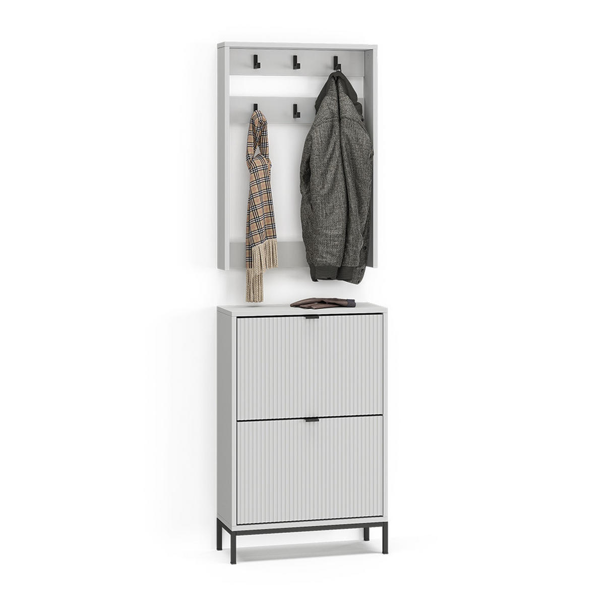 GARDEROBE Eliza Weiß 60 x 92 cm Set, 2 Teile - Weiß, Holzwerkstoff (60/92/24cm) - Vicco