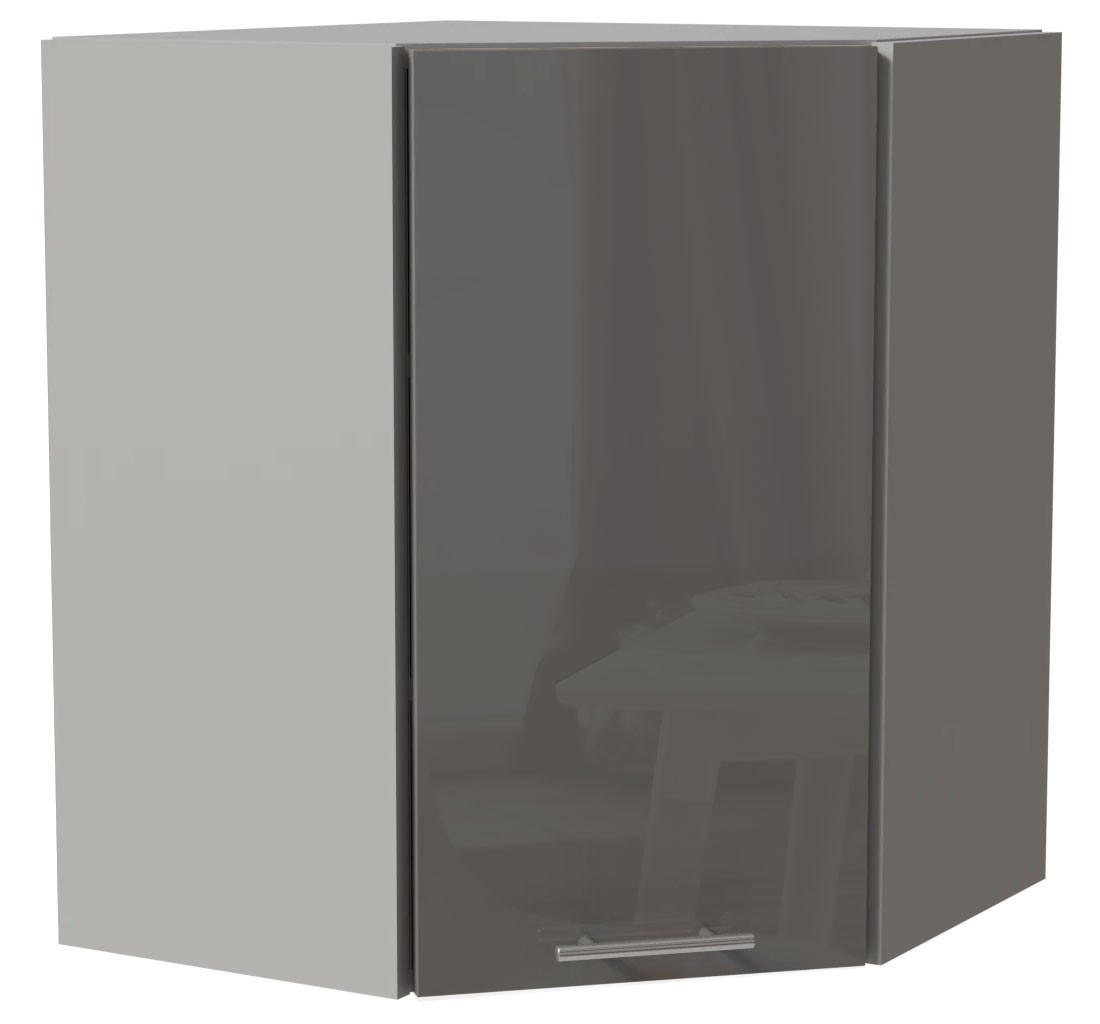 ECKHÄNGESCHRANK Essen W10/60 Grau Hochglanz / Grau Matt 60 / 60 / 72cm - Grau, Holz/Holzwerkstoff (60/72/60cm) - Feldmann-Wohnen