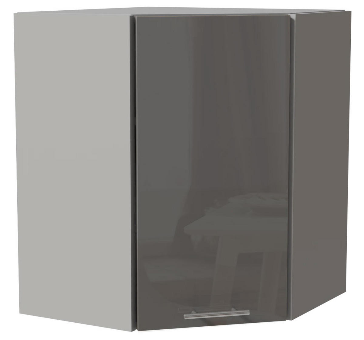 ECKHÄNGESCHRANK Essen W10/60 Grau Hochglanz / Grau Matt 60 / 60 / 72cm - Grau, Holz/Holzwerkstoff (60/72/60cm) - Feldmann-Wohnen