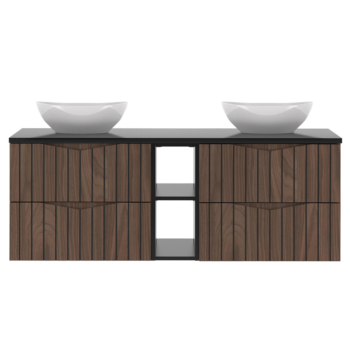 DOPPELWASCHTISCH 140.6cm Siena Holz und Schwarz - Schwarz, Holzwerkstoff (140.6/52.2/46.5cm) - Petits-meubles