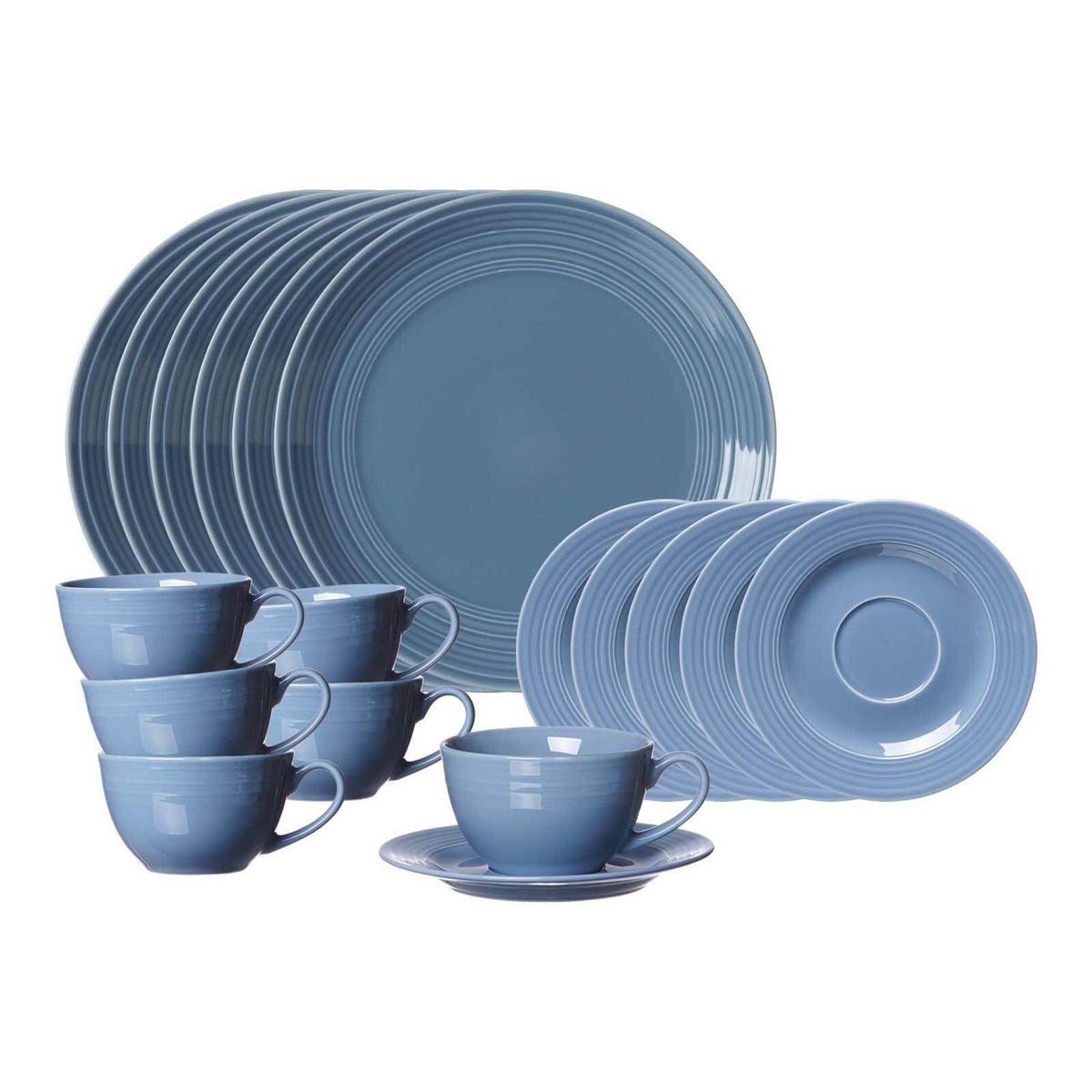 KAFFEESERVICE Levi Blau 18er Set - Blau, Keramik (1/1/1cm) - Ritzenhoff Breker