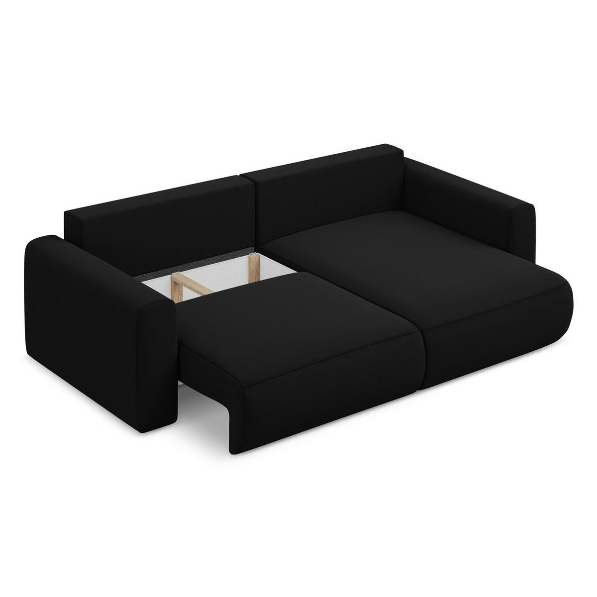 ECKSOFA mit Schlaffunktion Samt Stoff Schwarz - Schwarz, Kunststoff/Textil (240/149cm) - LaMiaSofa
