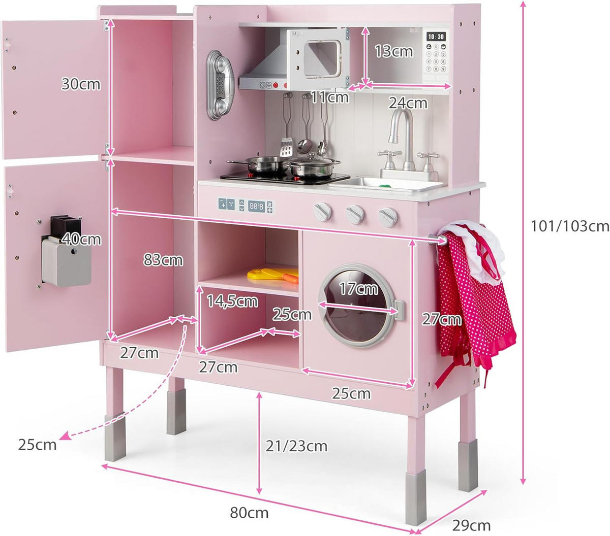 KOCH Spielset Für Kinder Pink - Pink, Holz (29/103/83cm) - COSTWAY