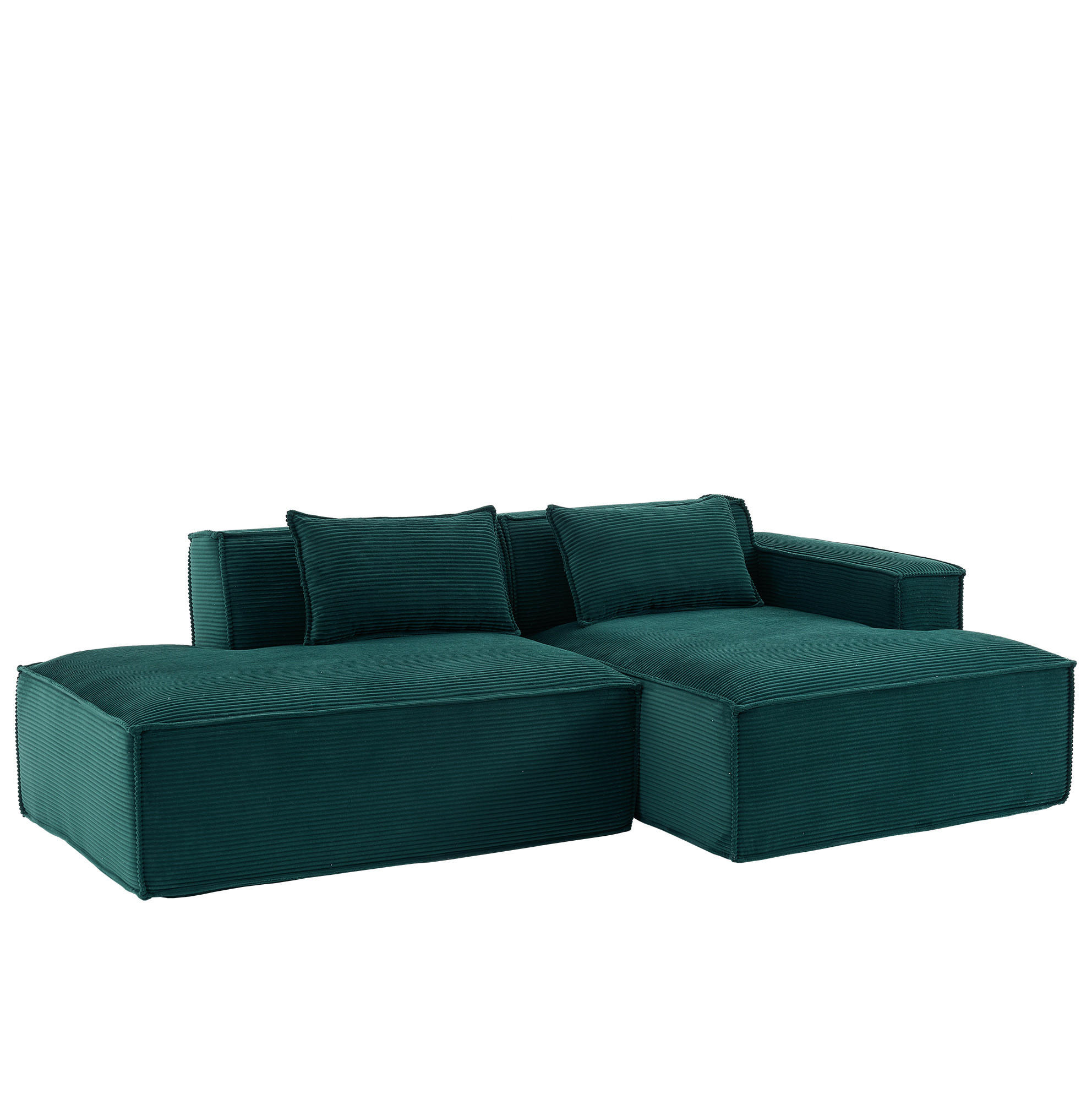ECKSOFA aus Polyester 235 cm Retro-Grün mit Taschenfederkern und pflegeleichtem Bezug - Salbeigrün, Textil (235/129cm) - Modfu
