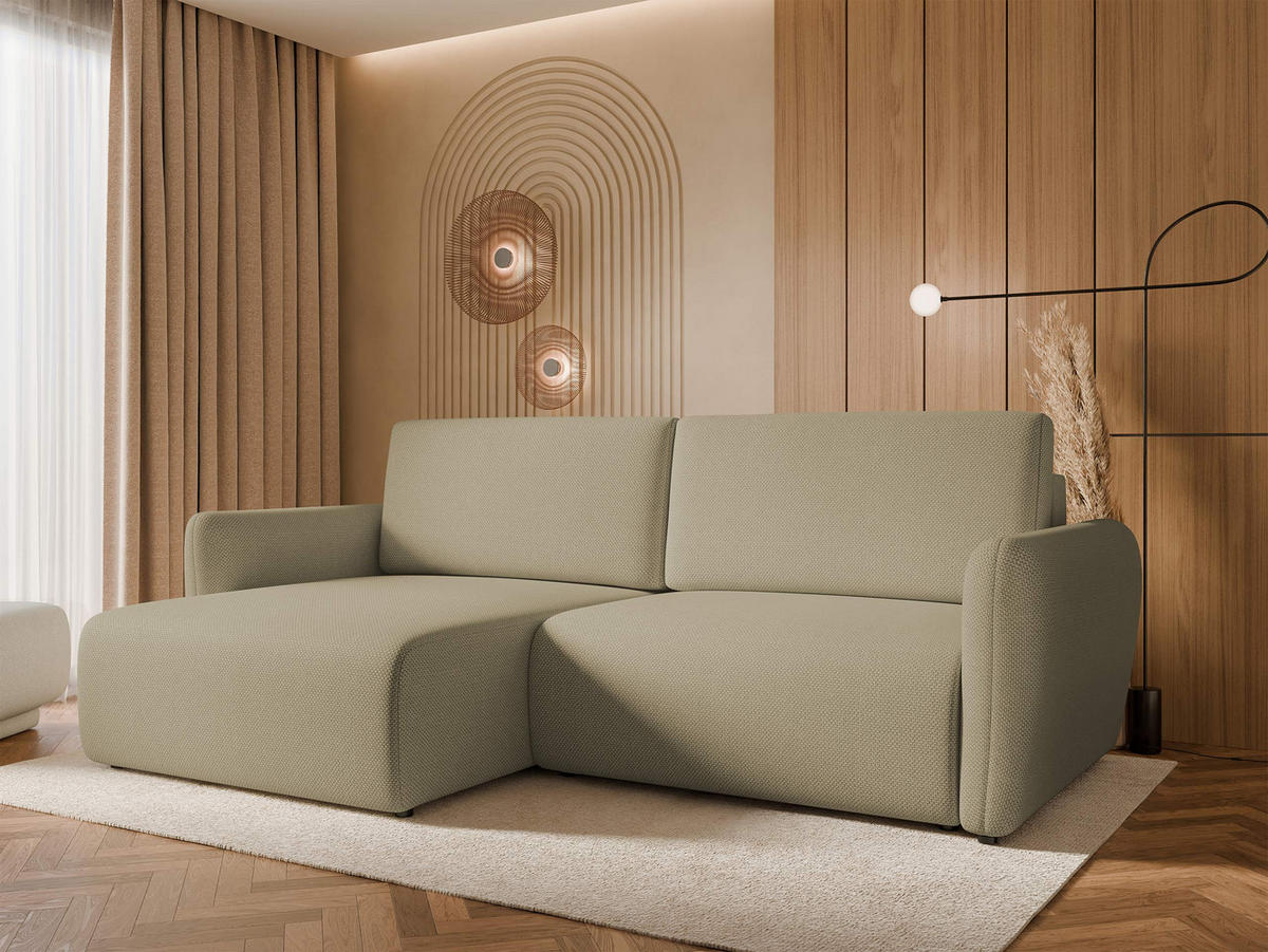 ECKSOFA Goya Slim - Beige/Schwarz, Holz/Kunststoff (234/140cm) - MIRJAN24