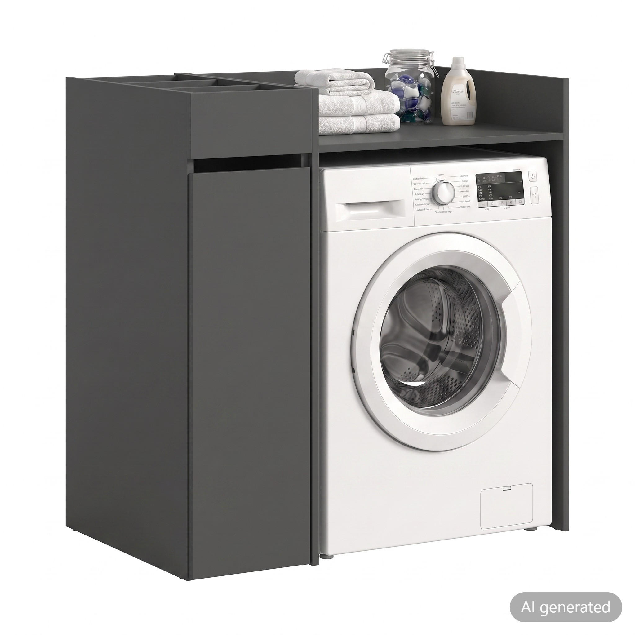 WASCHMASCHINENUMBAU Set Mixx (B/H/T: ca. 95/101/60 cm) in anthrazit/anthrazit - Anthrazit, Holzwerkstoff (95/101/60cm)