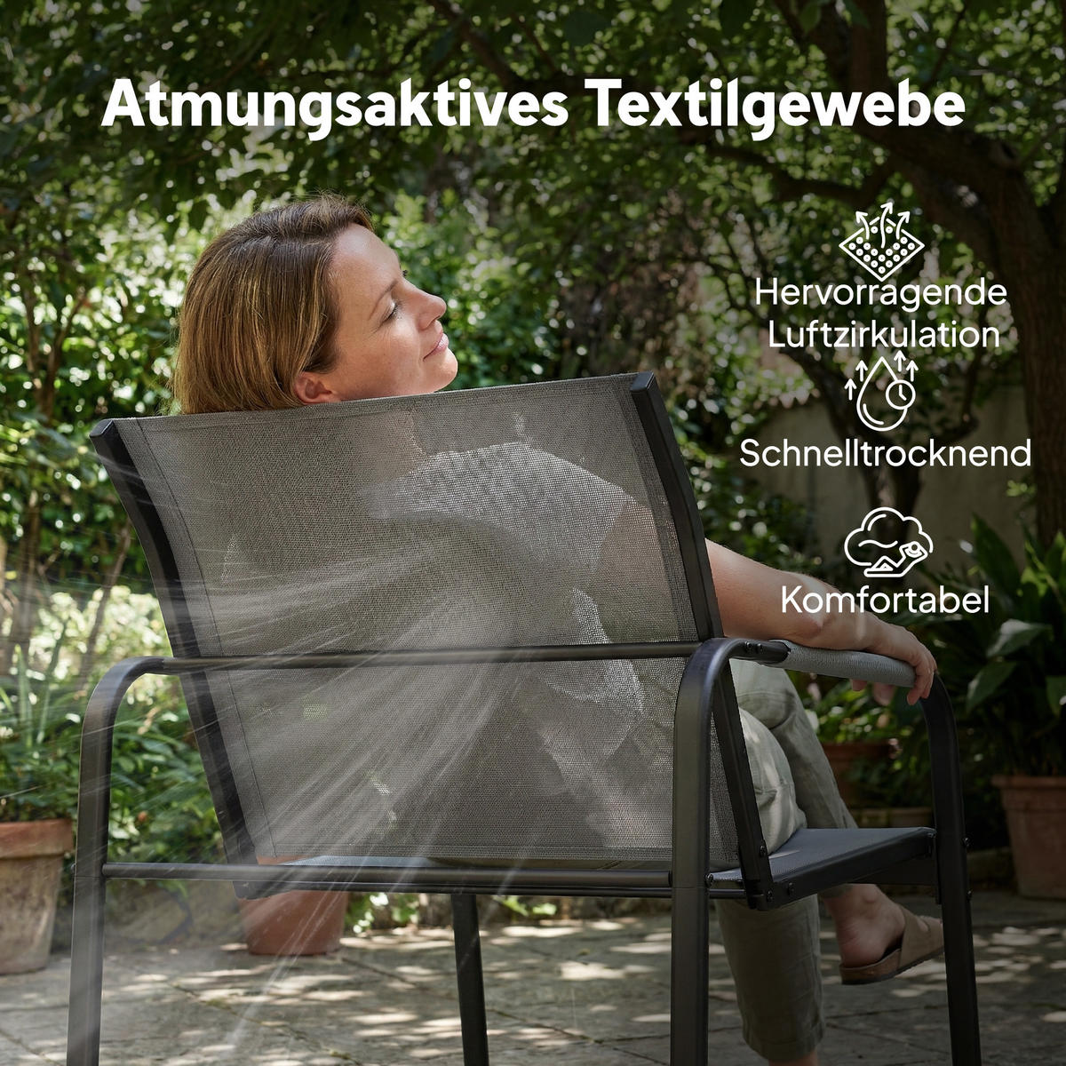 GARTENSET 4-teilig Grau 111.0/71.0/75.0 cm - Grau, Metall