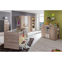 BABYZIMMER Cariba in Eiche San Remo und Weiß 9 teilig - Braun, Holzwerkstoff (120/200cm)
