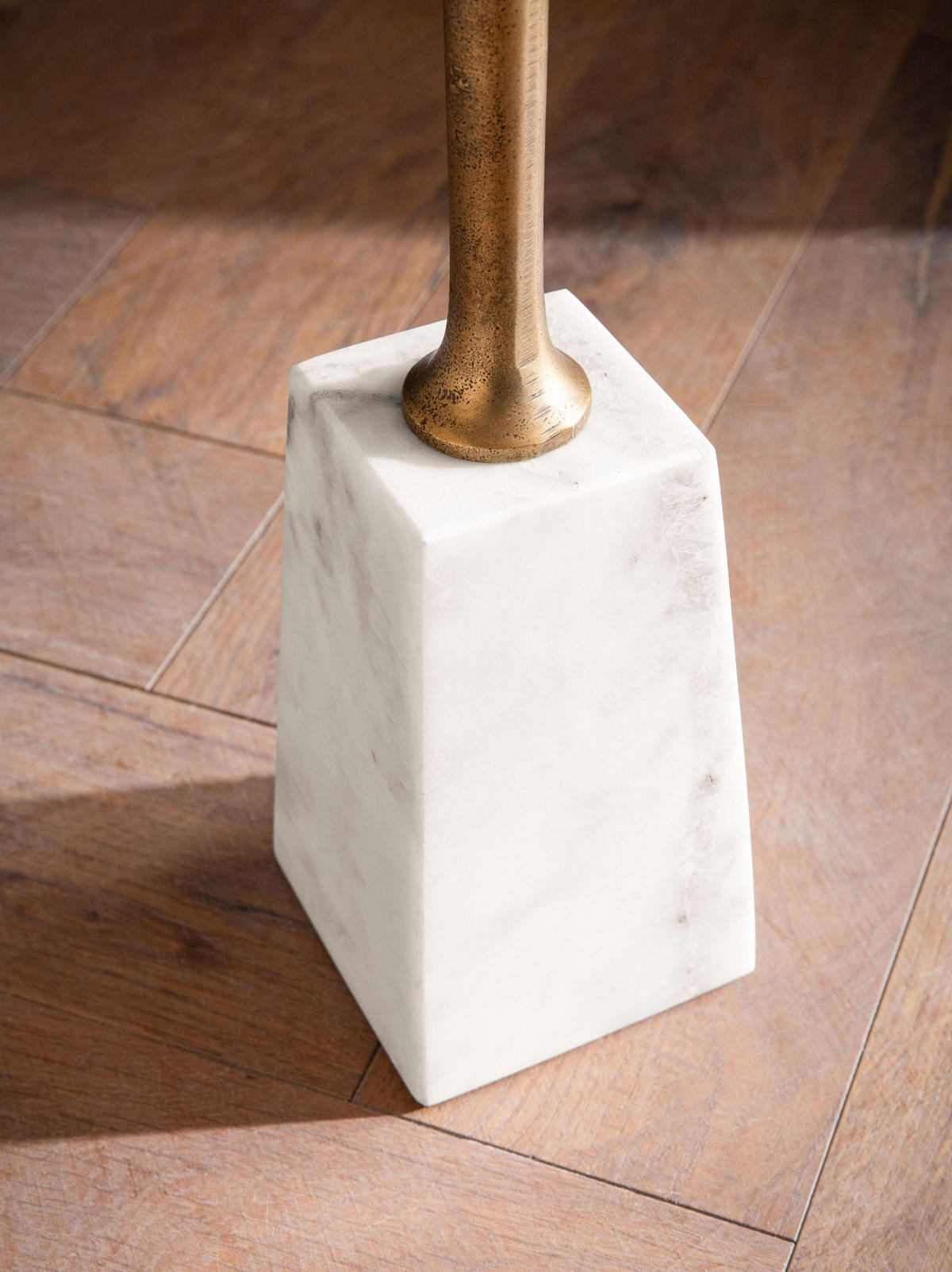 BEISTELLTISCH – Rund Marmor Weiß Gold Metall 34x34x58 cm - Goldfarben/Weiß, Metall (34/34/58cm) - KADIMA DESIGN
