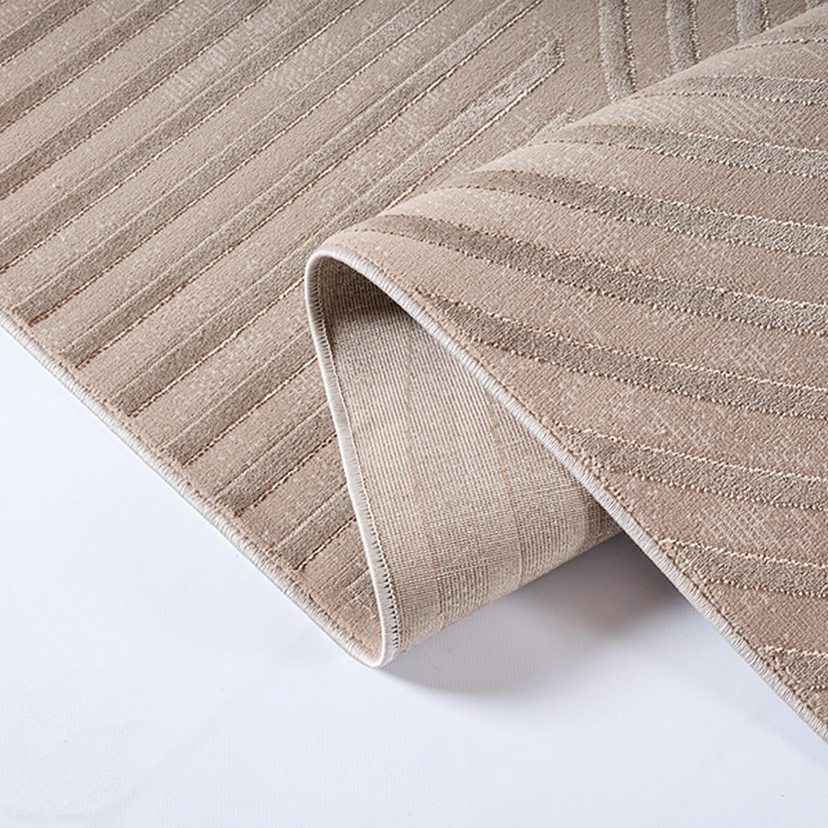 KURZFLORTEPPICH Geometrisch ERESMA Polyester Beige 140 x 200 cm - Beige, Textil (140/200cm) - KADIMA DESIGN